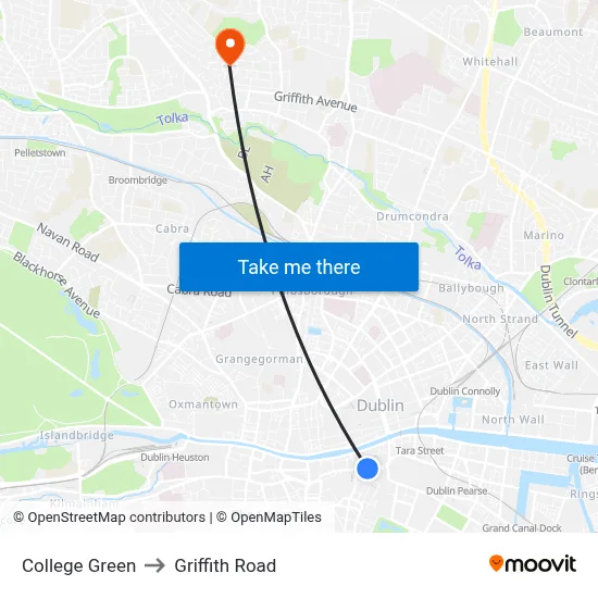 College Green to Griffith Road map