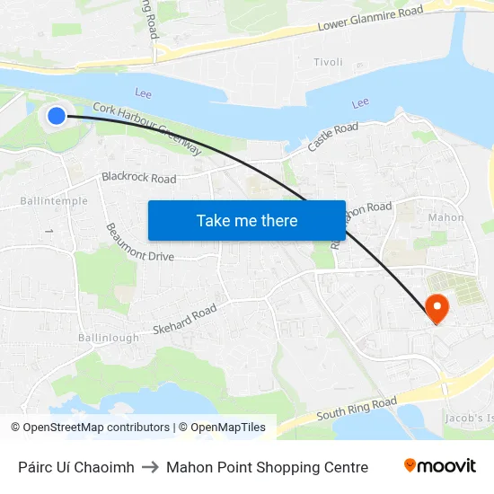 Páirc Uí Chaoimh to Mahon Point Shopping Centre map