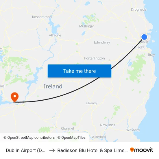 Dublin Airport (DUB) to Radisson Blu Hotel & Spa  Limerick map