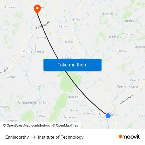Enniscorthy to Institute of Technology map