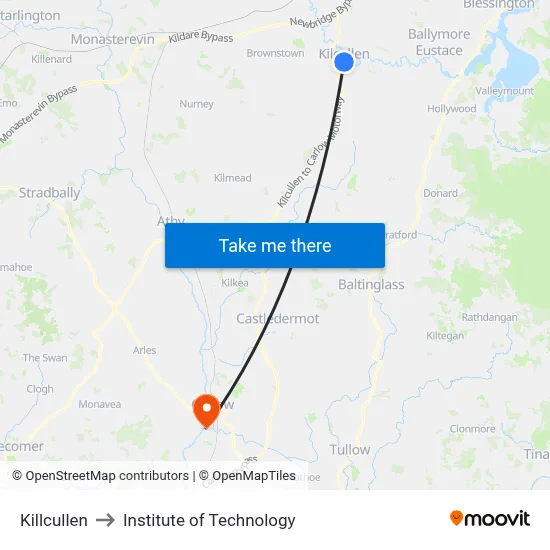 Killcullen to Institute of Technology map