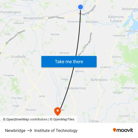 Newbridge to Institute of Technology map
