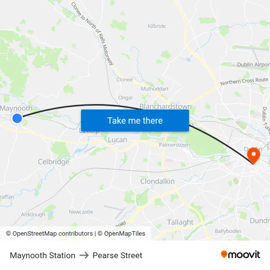 Maynooth Station to Pearse Street map