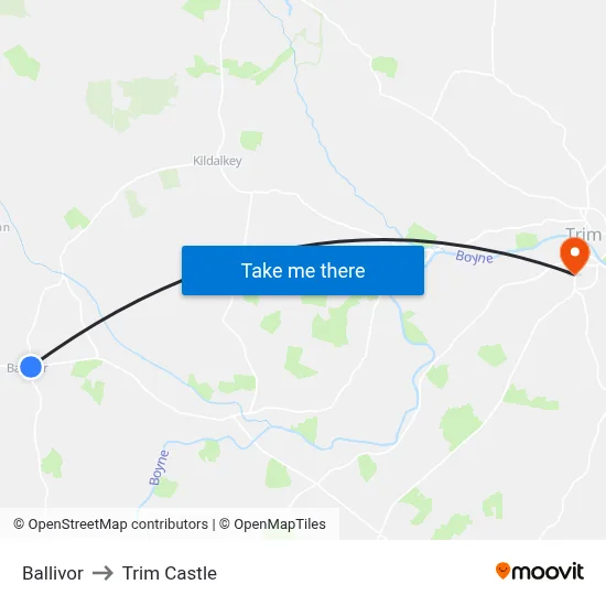 Ballivor to Trim Castle map