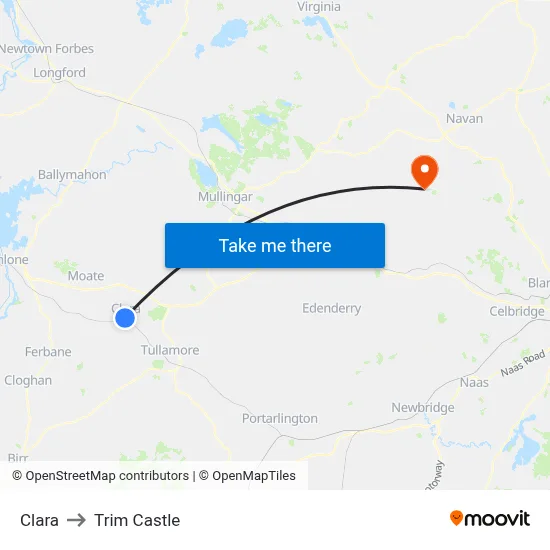 Clara to Trim Castle map