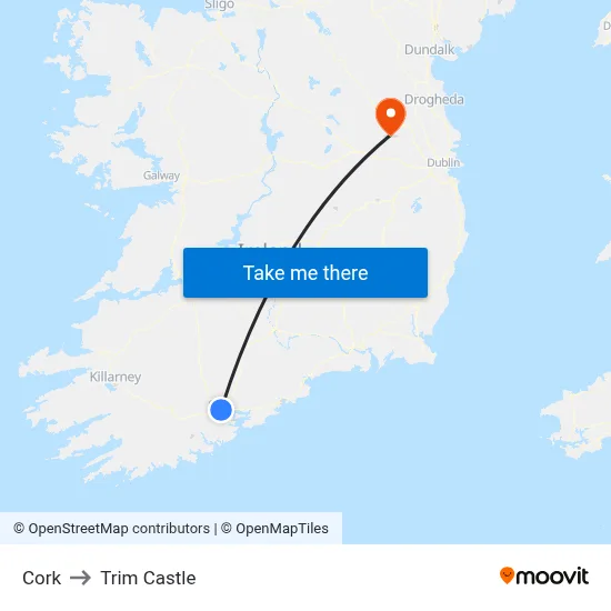 Cork to Trim Castle map