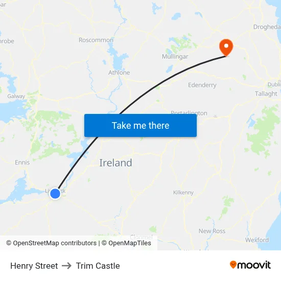 Henry Street to Trim Castle map