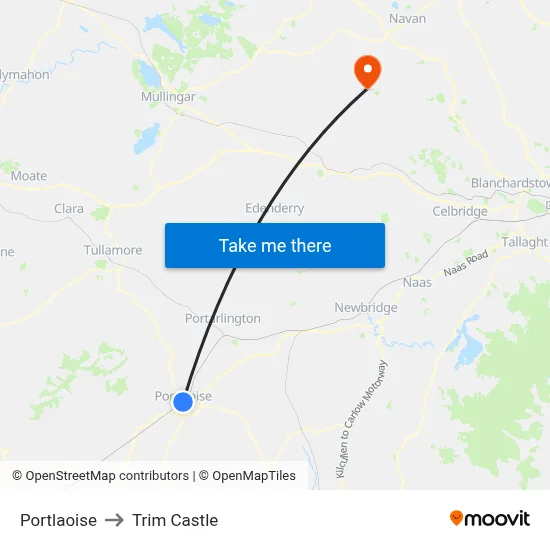 Portlaoise to Trim Castle map