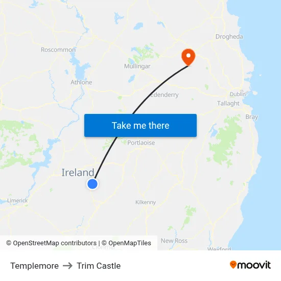 Templemore to Trim Castle map