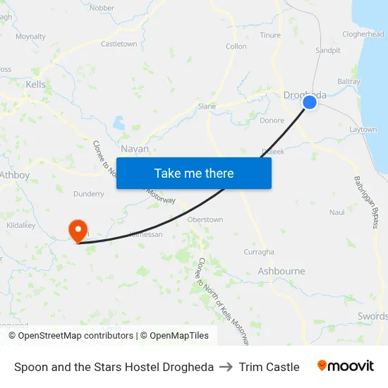 Spoon and the Stars Hostel Drogheda to Trim Castle map