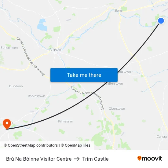 Brú Na Bóinne Visitor Centre to Trim Castle map