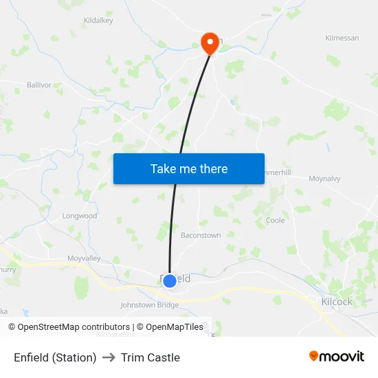 Enfield (Station) to Trim Castle map