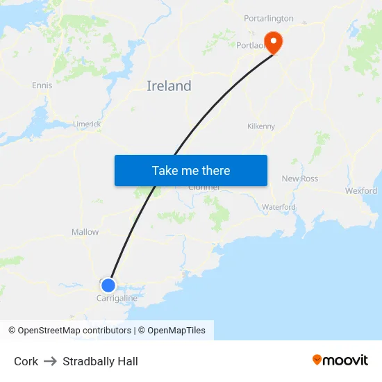 Cork to Stradbally Hall map