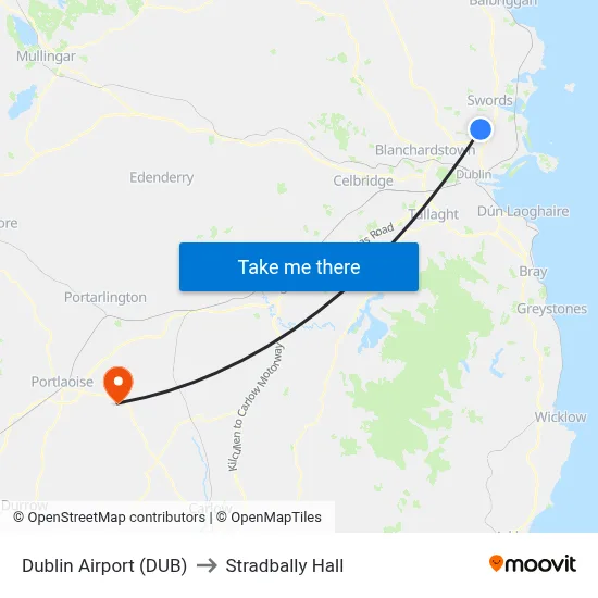 Dublin Airport (DUB) to Stradbally Hall map