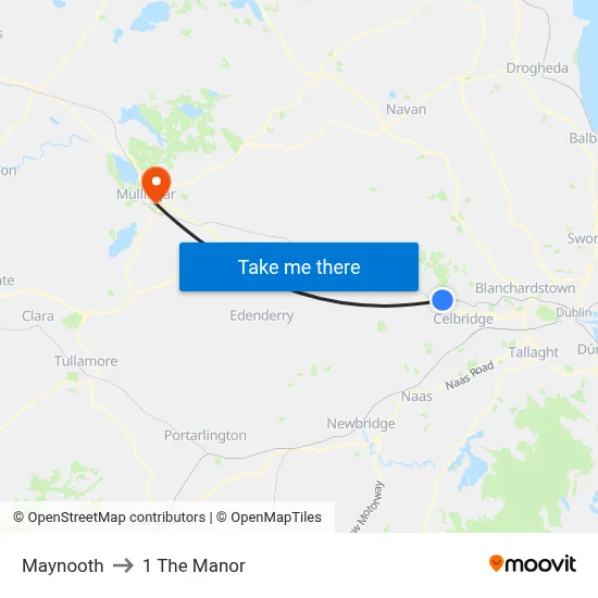 Maynooth to 1 The Manor map