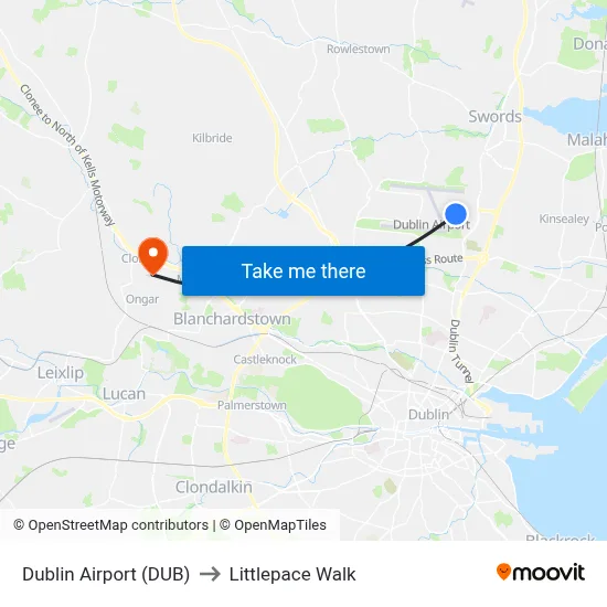 Dublin Airport (DUB) to Littlepace Walk map