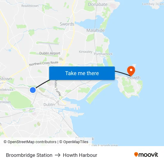 Broombridge Station to Howth Harbour map