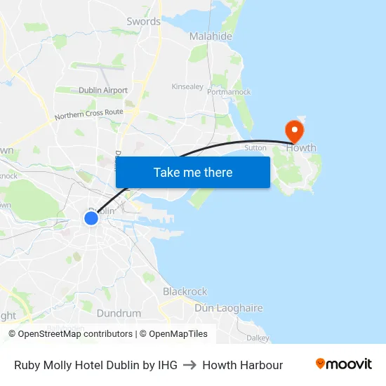 Ruby Molly Hotel Dublin by IHG to Howth Harbour map