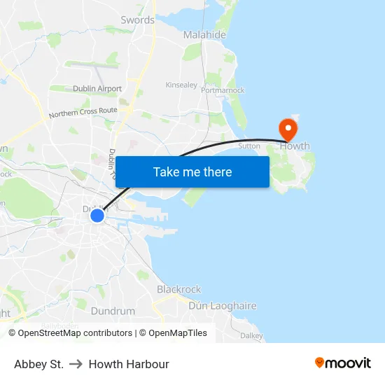 Abbey St. to Howth Harbour map