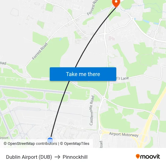 Dublin Airport (DUB) to Pinnockhill map