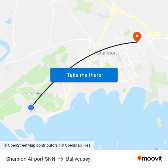 Shannon Airport SNN to Ballycasey map