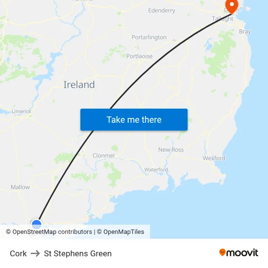 Cork to St Stephens Green map