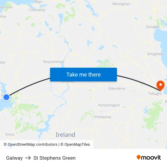 Galway to St Stephens Green map