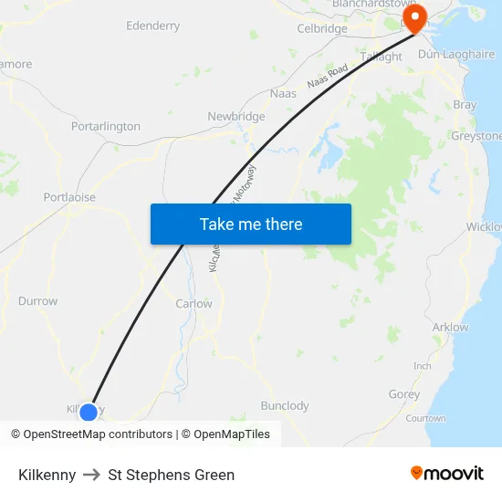 Kilkenny to St Stephens Green map