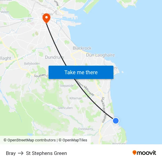 Bray to St Stephens Green map