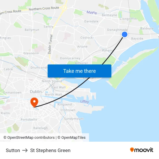 Sutton to St Stephens Green map