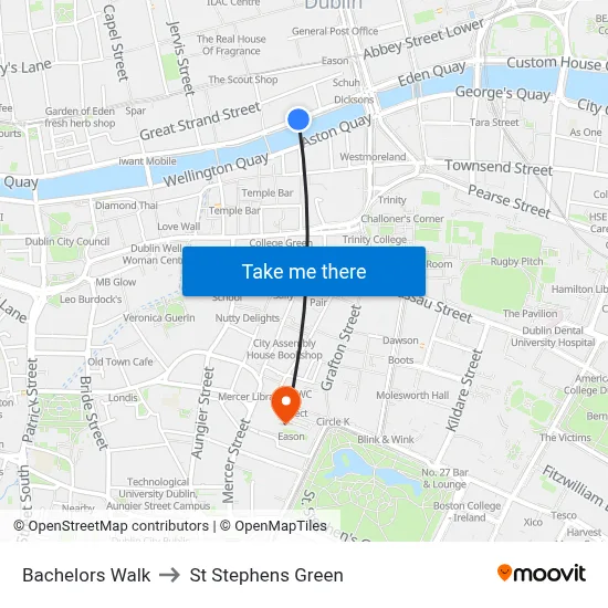 Bachelors Walk to St Stephens Green map