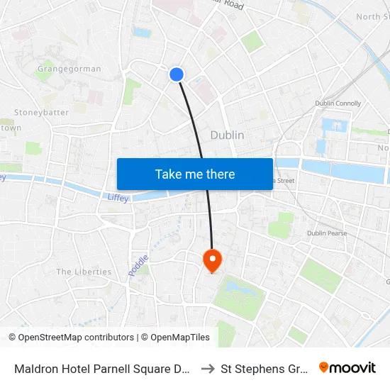Maldron Hotel Parnell Square Dublin to St Stephens Green map
