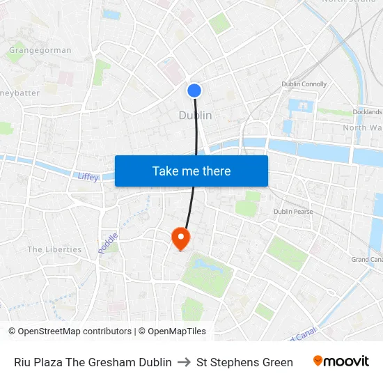 Riu Plaza The Gresham Dublin to St Stephens Green map