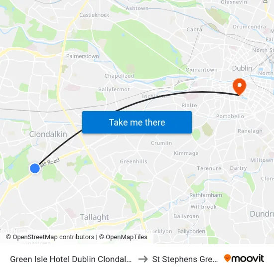 Green Isle Hotel Dublin Clondalkin to St Stephens Green map