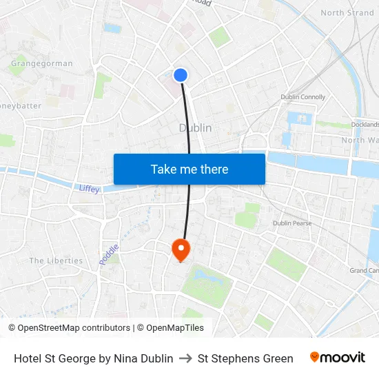 Hotel St George by Nina Dublin to St Stephens Green map