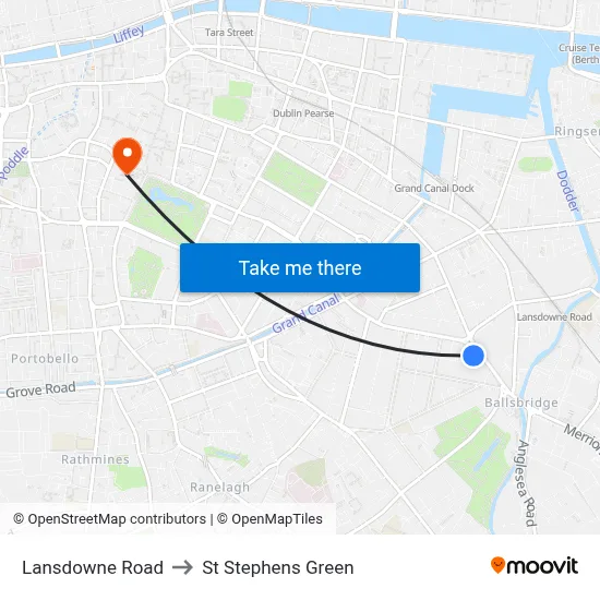 Lansdowne Road to St Stephens Green map