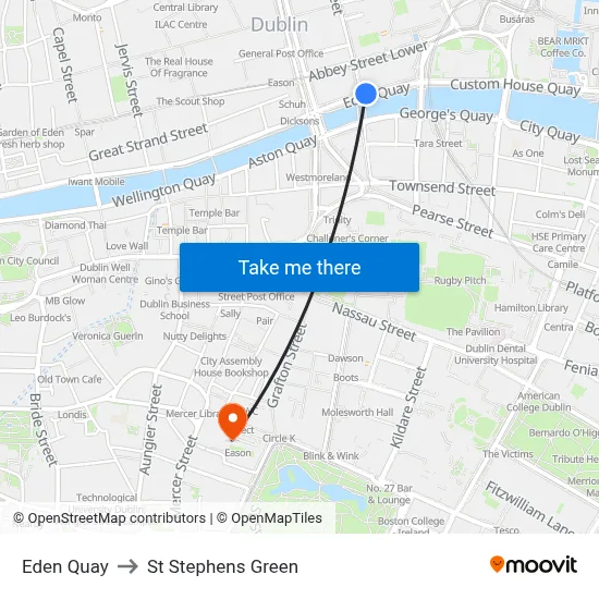 Eden Quay to St Stephens Green map