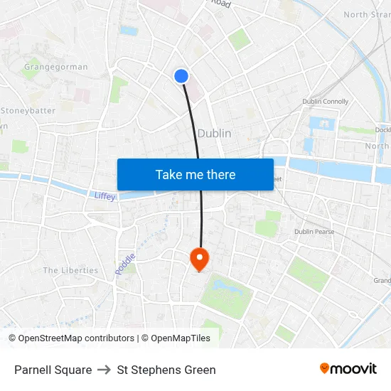 Parnell Square to St Stephens Green map