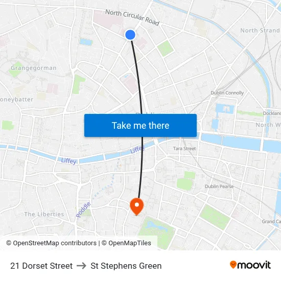 21 Dorset Street to St Stephens Green map