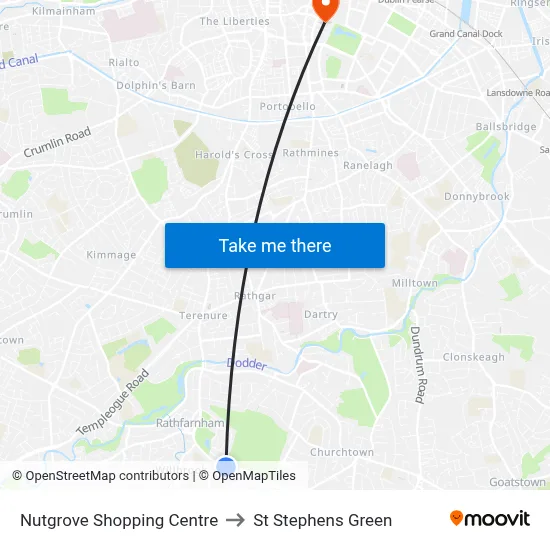 Nutgrove Shopping Centre to St Stephens Green map