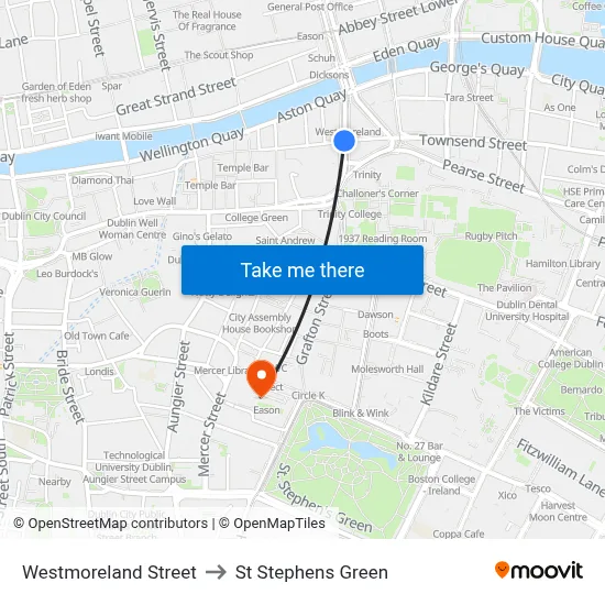 Westmoreland Street to St Stephens Green map