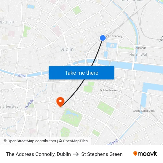 The Address Connolly, Dublin to St Stephens Green map