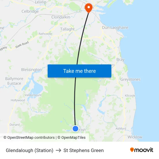 Glendalough (Station) to St Stephens Green map