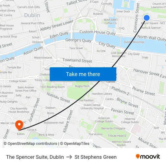 The Spencer Suite, Dublin to St Stephens Green map