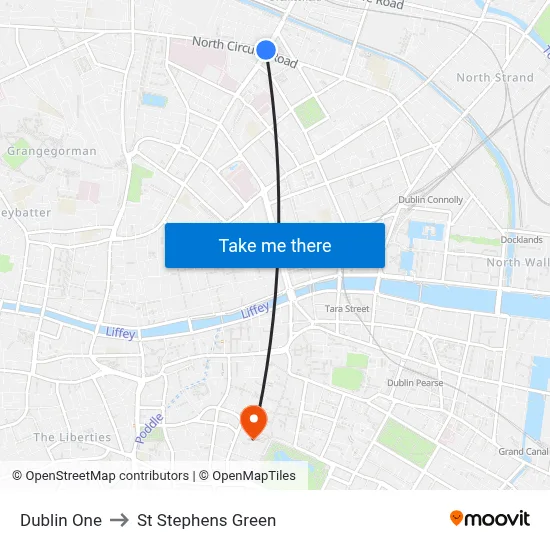 Dublin One to St Stephens Green map