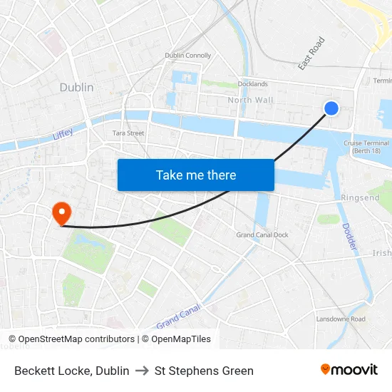 Beckett Locke, Dublin to St Stephens Green map