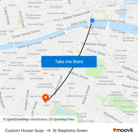 Custom House Quay to St Stephens Green map