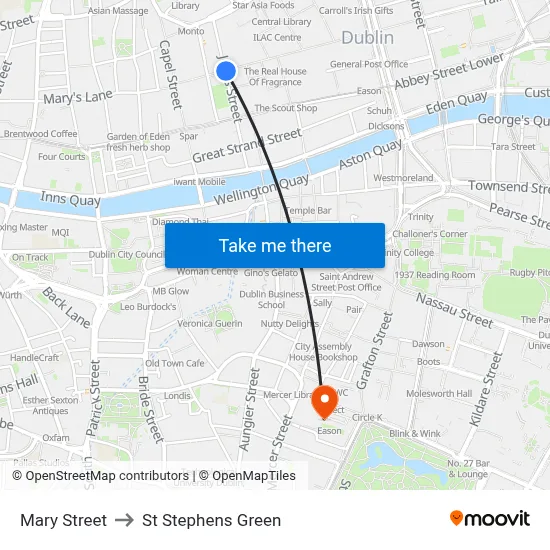Mary Street to St Stephens Green map