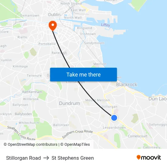 Stillorgan Road to St Stephens Green map