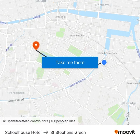 Schoolhouse Hotel to St Stephens Green map